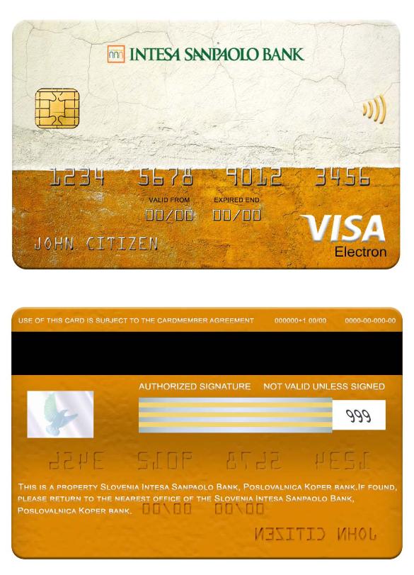 Slovenia Intesa Sanpaolo Bank, Poslovalnica Koper bank visa elecron card
